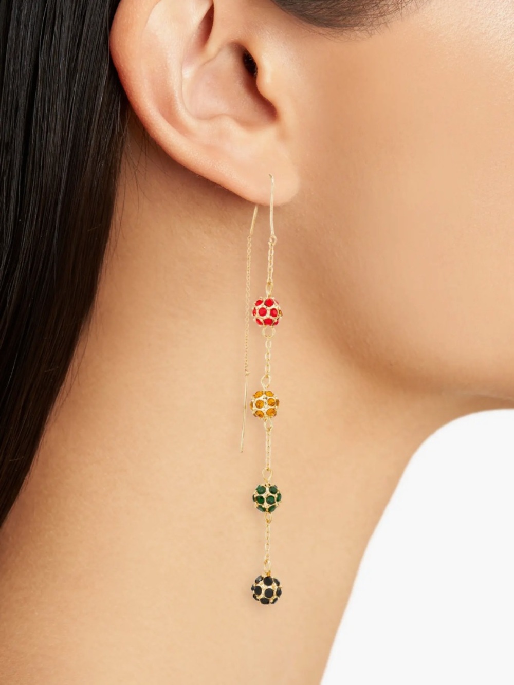 Leith Kwanzaa Crystal Linear Drop Earring Trio